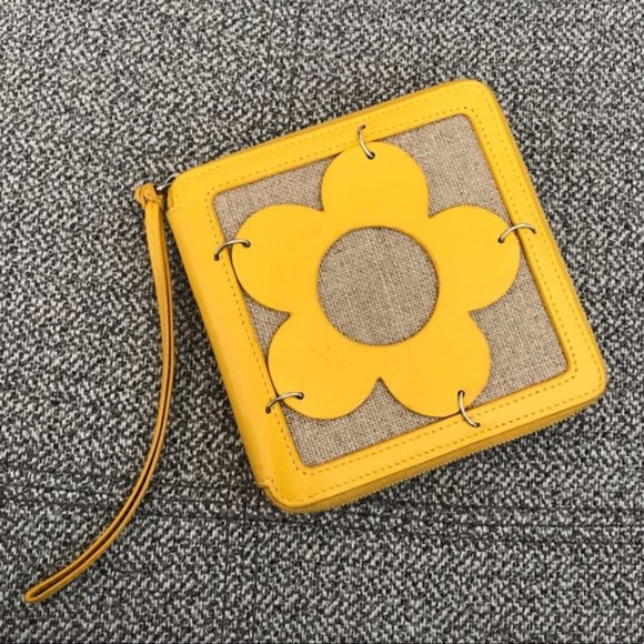 Celine Handbags - Celine Yellow Square Flower Wristlet Wallet